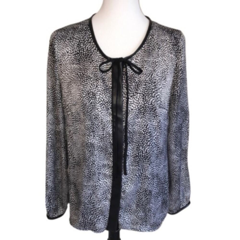 Milano Animal Print Top With Faux Leather Trim S